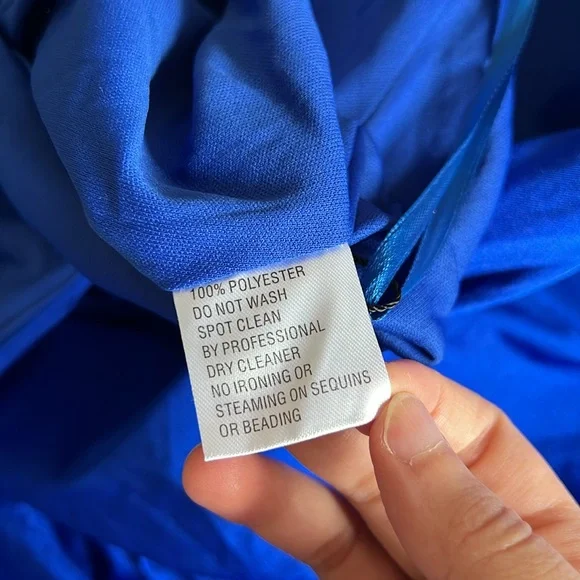 Ieena for Mac Duggal Jersey Plunge Neck Evening Gown in Royal Size 6 - Picture 11 of 12